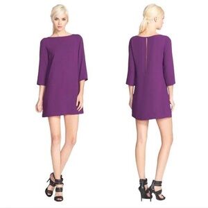 Purple Shift Dress with Boat Neck